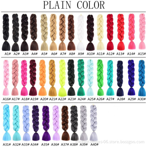 Wholesale 24 Inch Hot Water Setting Jumbo Yaki Hair Pre stretched Braiding Hair Twisted Synthetic Hair Ombre Jumbo Braid